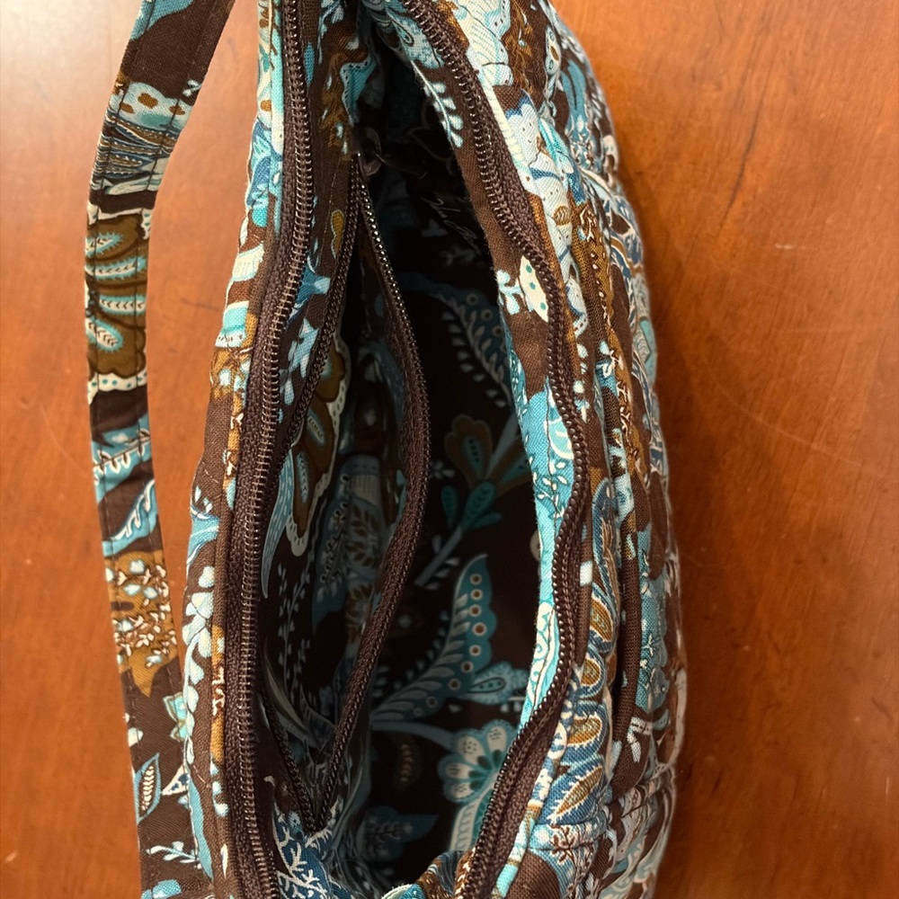 Vera Bradley Quilted Floral-Print Shoulder Bag in Teal and Brown - Picture 6 of 12